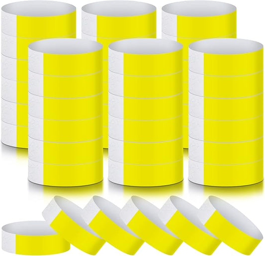 600 Packs Paper Wristbands for Events Neon Party Wristbands Colored Waterproof Paper Club Arm Bands Lightweight Identification for Concert Bar Entrance Admission(Yellow)