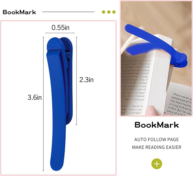 3pcs Page Bookmarks for Reading, Automatic Book Marks Tailored for Book Enthusiasts, Unique and Cute Book Page Holder Markers Clip Reading Accessories Gifts（Yellow Green Blue）