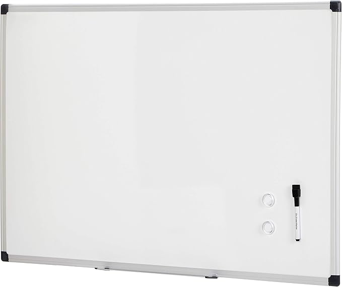 Amazon Basics Magnetic Dry Erase Whiteboard, 36"W x 24"H, Aluminum Frame, Silver/White