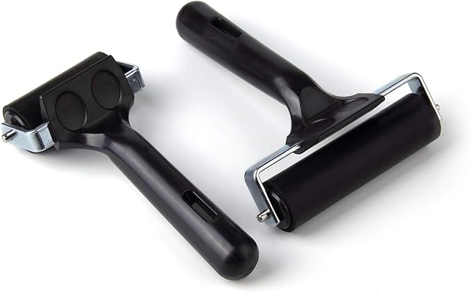 2Pcs Rubber Roller Brayer Rollers Hard Rubber 4 and 2.2 Inch for Printmaking (Black) by HRLORKC…