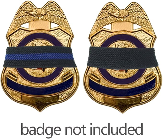 CREATRILL 40 Pack Police Mourning Band Stripe Police Officer Badge Shield Funeral Honor Guard Straps for Badge Size of 1.4" to 2.4", 2 Styles(20 Pack Black + 20 Pack Thin Blue Line)