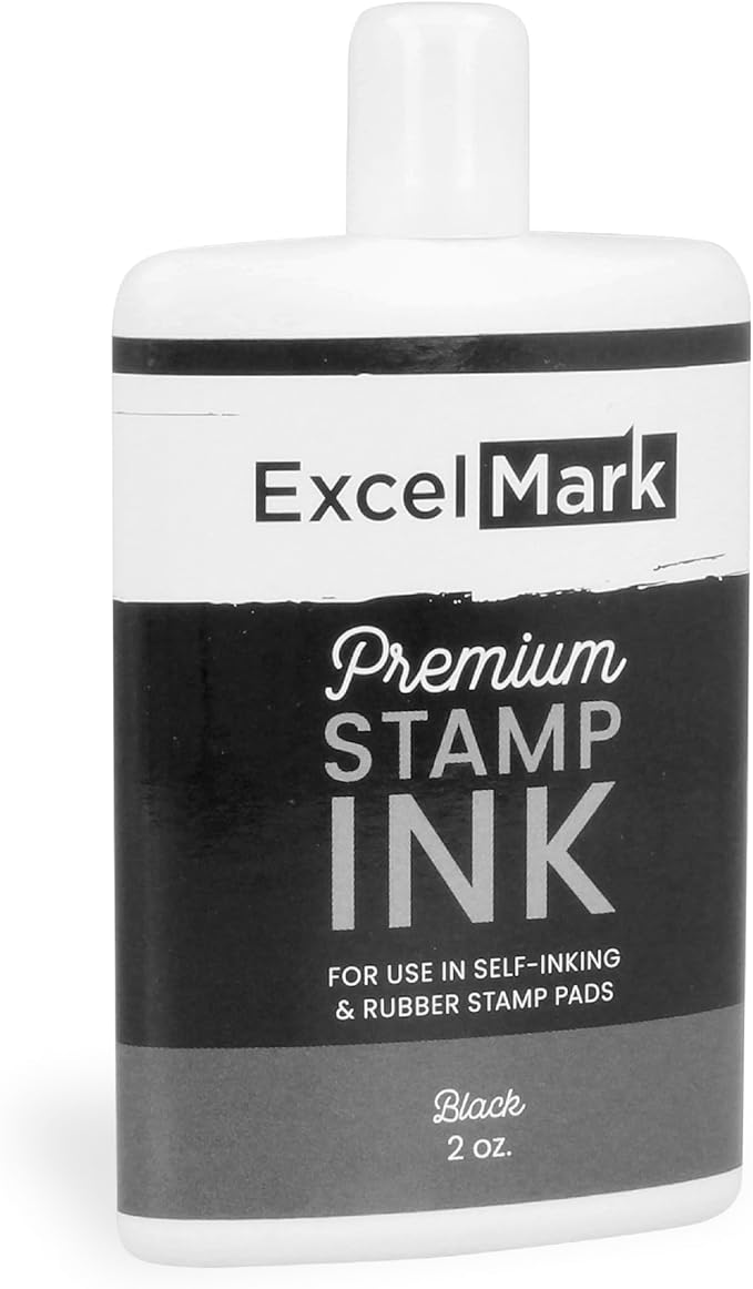 ExcelMark Self Inking Stamp Refill Ink - 2 oz. - Black Ink