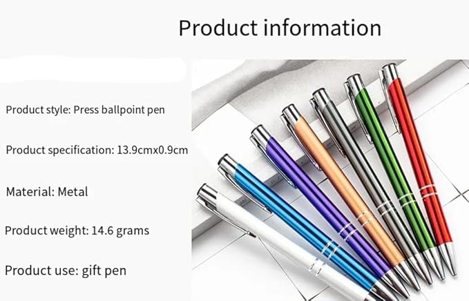 12 Pcs Stylish quality metal ballpoint Pens, Office and School stylus Ball Pen, black ink, soft writing experience (Light Blue)