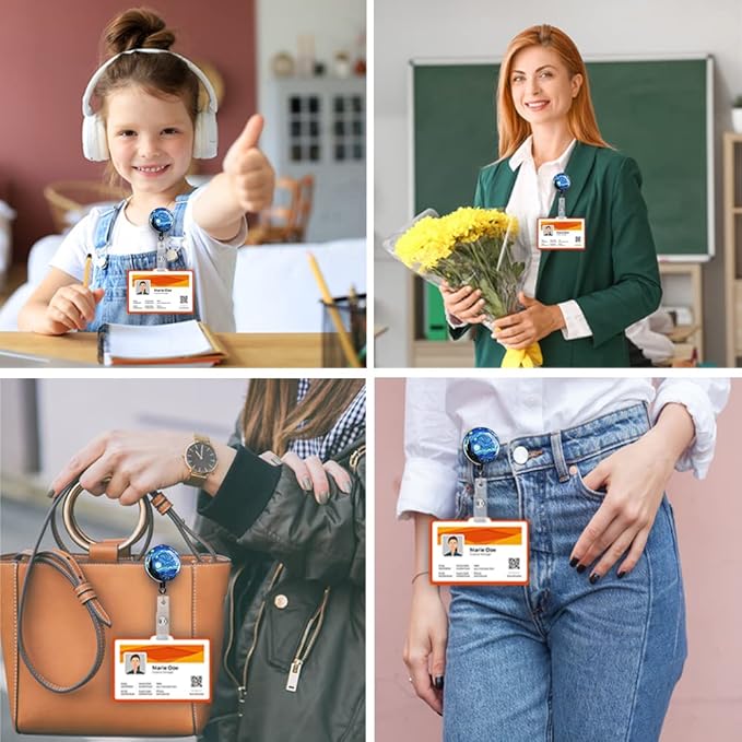 Retractable ID Badge Holder,Nurse Badge Reels with Clip,Name Card Holders for Office Worker Doctor Nurse (Starry Night)