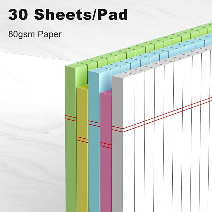 5pcs Small Note Pad 5x8 Notebook College Ruled Color Legal Pads Paper Notepads 5 Pack Study Back Writing Pads 5 x 8 Legal Pads Perforated Narrow Ruled Pads of Paper (Multicolor)