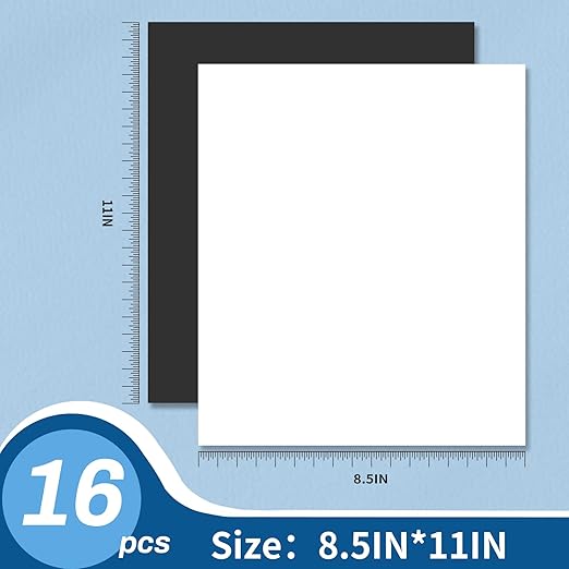 Magnetic Sheets with Adhesive Backing,8.5" x 11"(Pack of 16),30 mil Thick Cuttable Flexible Magnet Sheets for DIY Crafts,Photos and Stickers,Magnetic Paper Sheets with Strong Self Adhesive