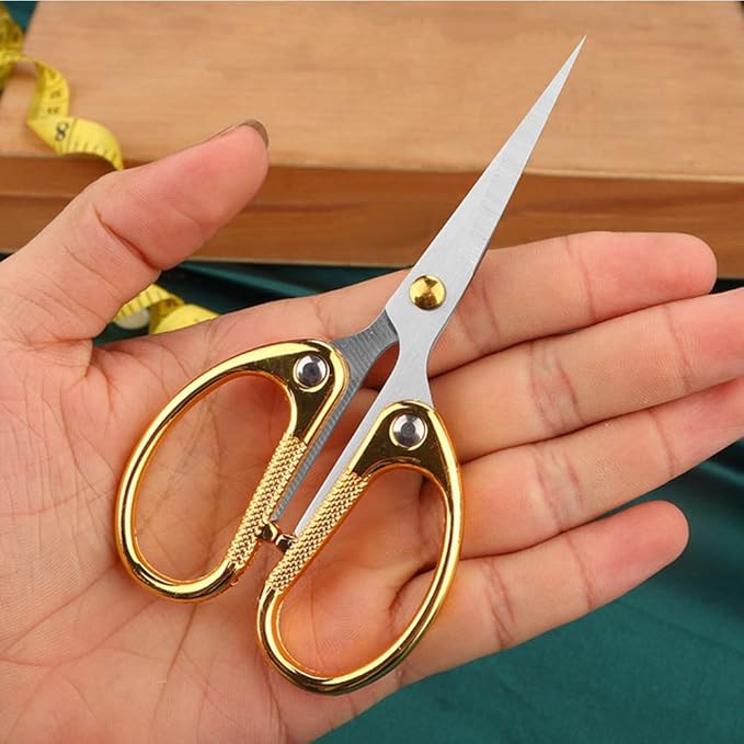 5" All Stainless Steel Office Scissors,Ultra Sharp Blade Shears,Sturdy Sharp Scissors for Office Home School Sewing Fabric Craft Supplies Multipurpose Scissors Gold