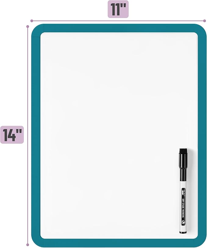Mr. Pen Dry Erase Board - 14' x 11' with Black Dry Erase Marker, Green Frame, Mini White Board for Kids and Students