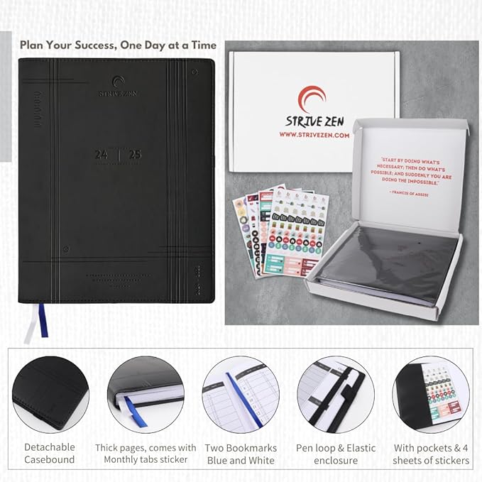 2024-2025 Weekly Appointment Book & Planner by STRIVE ZEN, 7" x 9", 15 Minutes Blocks, Hourly Planning, 18 Months, Academic, Professional, July 24- December 25