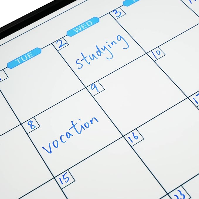 JILoffice Magnetic Calendar Whiteboard & Bulletin Corkboard Combination, Combo Board 24 x 18 Inch, 2 Pack, Black Aluminum Frame Wall Mounted Board for Office Home and School with 10 Push Pins