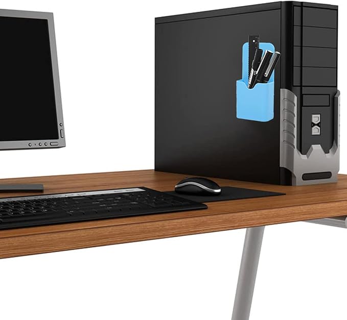 Magnetic Marker Holder Pen Holder for Whiteboard or Fridge Magnet Pencil Cup Storage Organizer for Classroom Office Home Locker and Metal Cabinets Media Organizer Storage 2Pack(Blue)