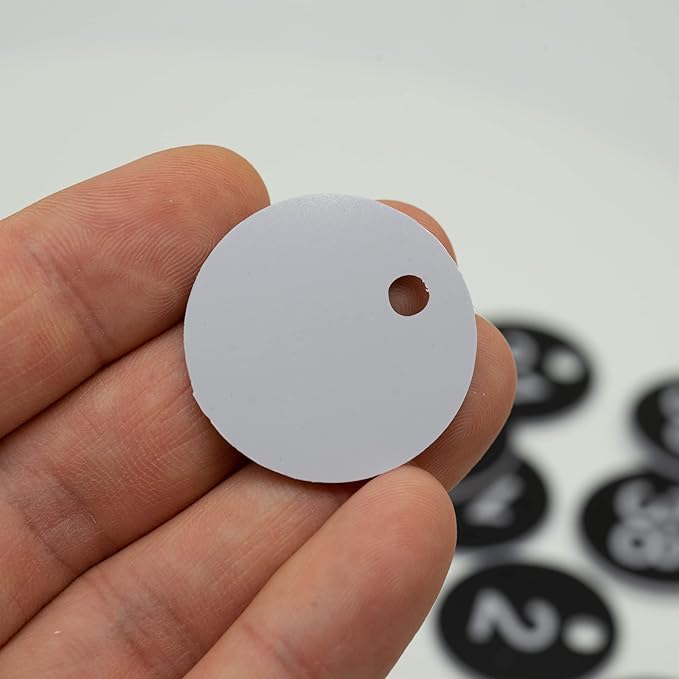 StayMax Plastic ID Number Tags Engraved Tags Key Tags Without Key Rings (201-300, Black)