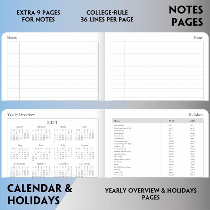 2025 Planner 8.5”x11”, Weekly and Monthly Planner from Jan to Dec 2025, Vegan Leather Cover, Elastic Closure, Teal