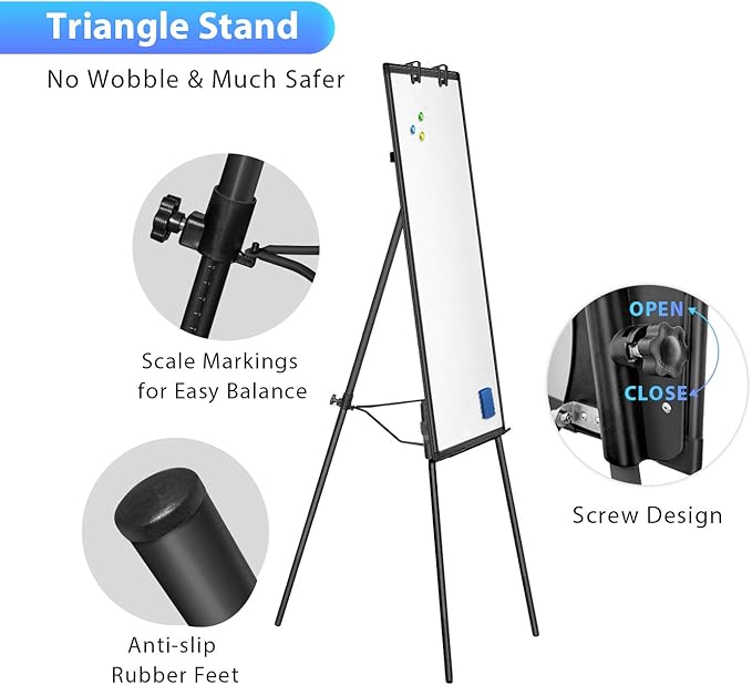 Easel Whiteboard - Magnetic Portable Dry Erase Easel Board 36 x 24 Tripod Whiteboard Height Adjustable Flipchart Easel Stand White Board for Office or Teaching at Home & Classroom (Black)