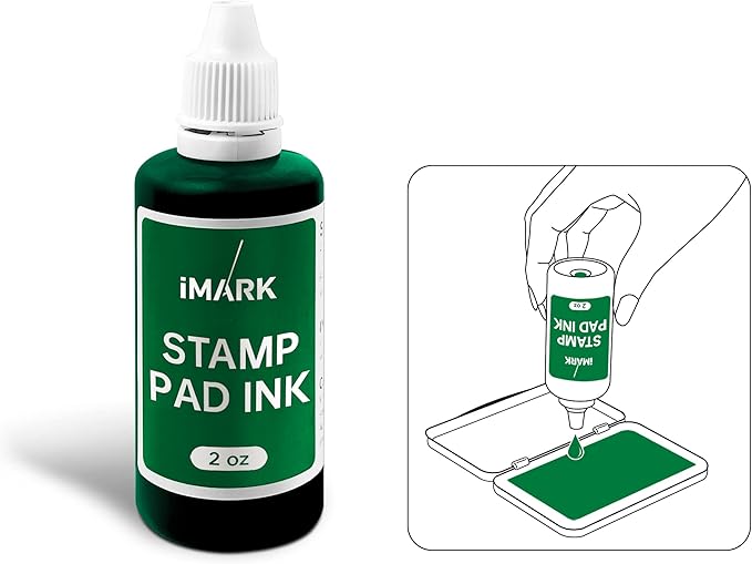 iMARK Premium Refill Ink for Self-Inking Stamps, Daters and Stamp Pads (2 oz, Green)