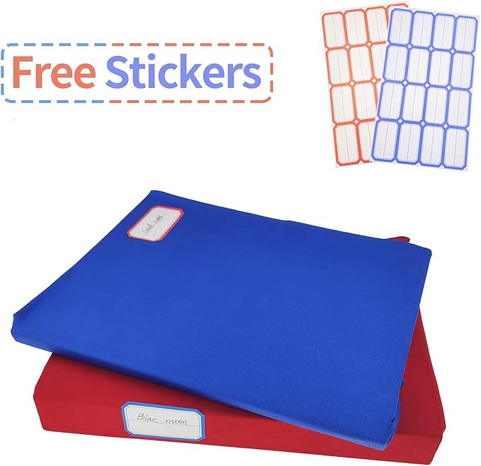 2 Pack Stretchable Book Sleeve Covers, for Paperbacks Hardcover Textbooks up to 9" x 12", Office Supplies with Free Sticker Labels (2 Pack, Blue)