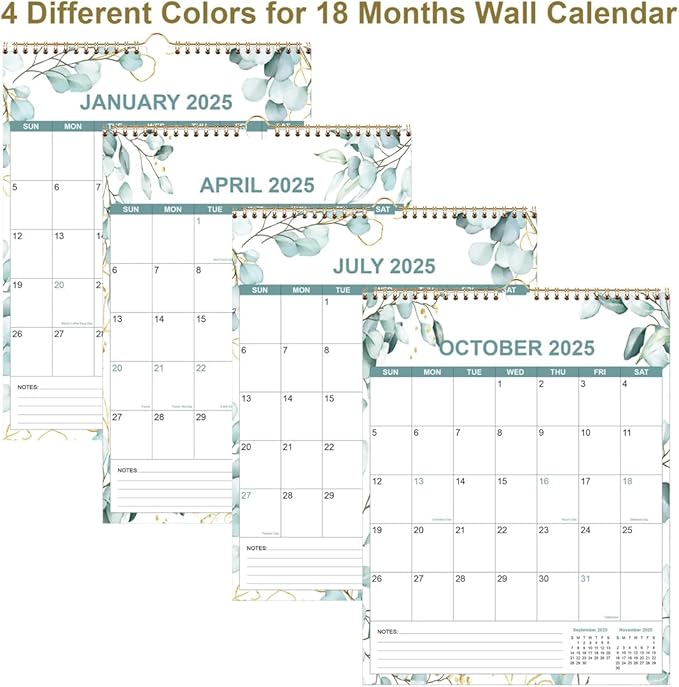 2025 Calendar - Calendar 2025-2026 from January 2025 - June 2026, 18 Months Calendar with Thick Paper, 12" x 14.5", Vertical Calendar, Leaf
