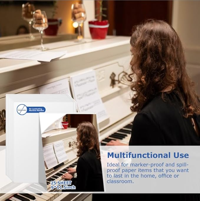 25 Sheets Self Seal Laminating Pouches 8.5 * 11inch Self Adhesive Laminating Sheet No Heat No Laminating Machine Needed for Letter Size Card