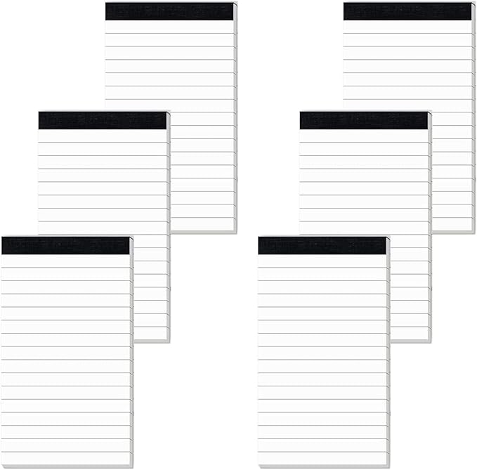 6 Pcs Note Pads Refills 3 x 5 inches Memo Small Notebook Writing Pads with 30 Sheets Each Pad College Ruled Lined Paper NotePads White