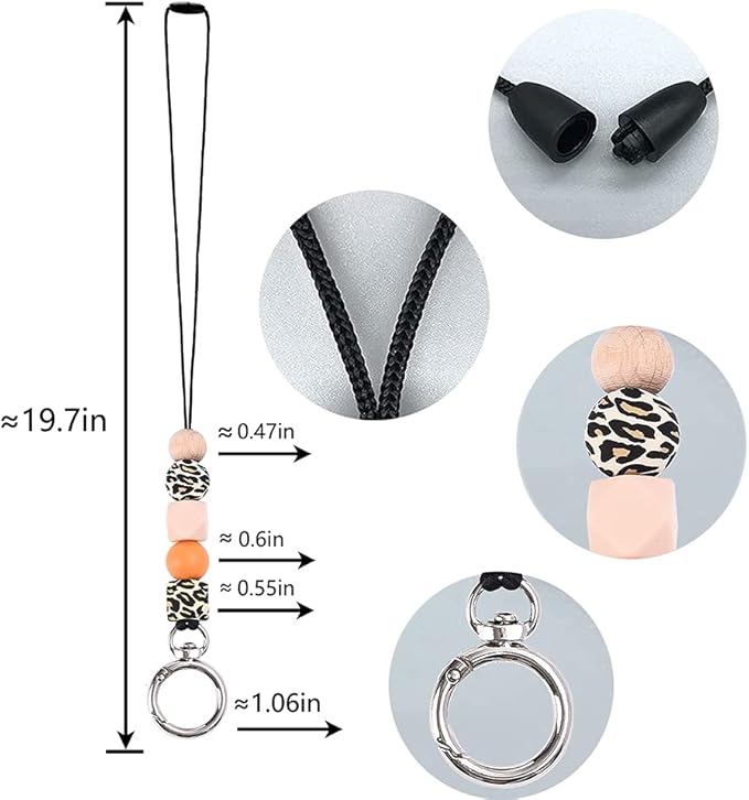 POPLOPP 3PCS Teacher Lanyards for ID Badges and Keys, Cute Silicone Beaded Lanyard for Women Nurse Employees Students