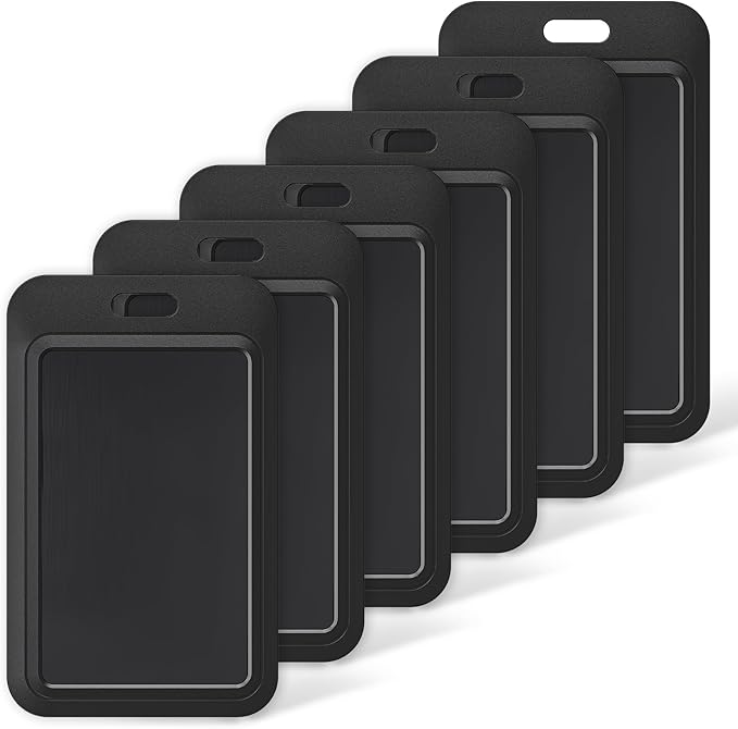 Uniclife 6 Pack Sliding ID Badge Holder Hard Black Vertical Plastic Card Case Protector Pouch with Clear Window for Office School ID Credit Cards Proximity Key Cards Driver’s Licenses and Passes