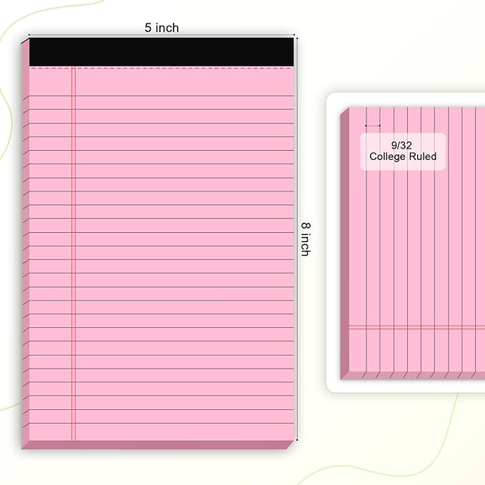 5pcs Small Note Pad 5x8 Notebook College Ruled Color Legal Pads Paper Notepads 5 Pack Study Back Writing Pads 5 x 8 Legal Pads Perforated Narrow Ruled Pads of Paper (Multicolor)
