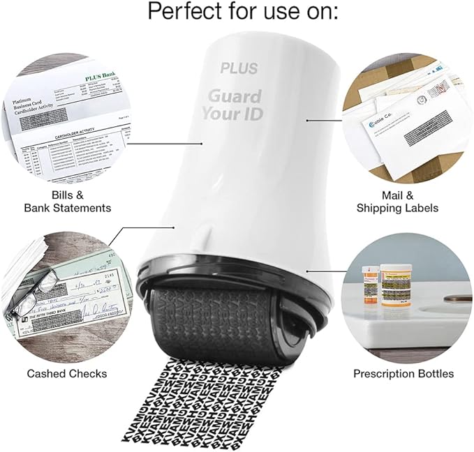 Wide Advanced Security Roller by Guard Your ID, Easy-to-Use Mess-Free Identity Protection Stamp (3-Pack, Mixed Colors: Turquoise, Green, White)