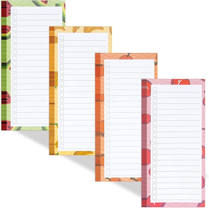 4Magnetic Notepads for Refrigerator Grocery List Magnet Pad for Fridge Magnetic Grocery List pad for Fridge 60 Sheets Per Note Pads (4 Fruits - 1)