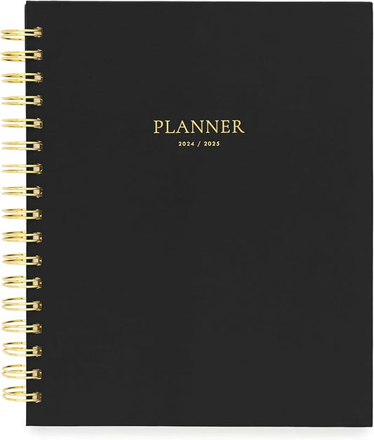 2024-2025 Sugar Paper Academic Signature Spiral Planner, Black, Monthly and Weekly Planning