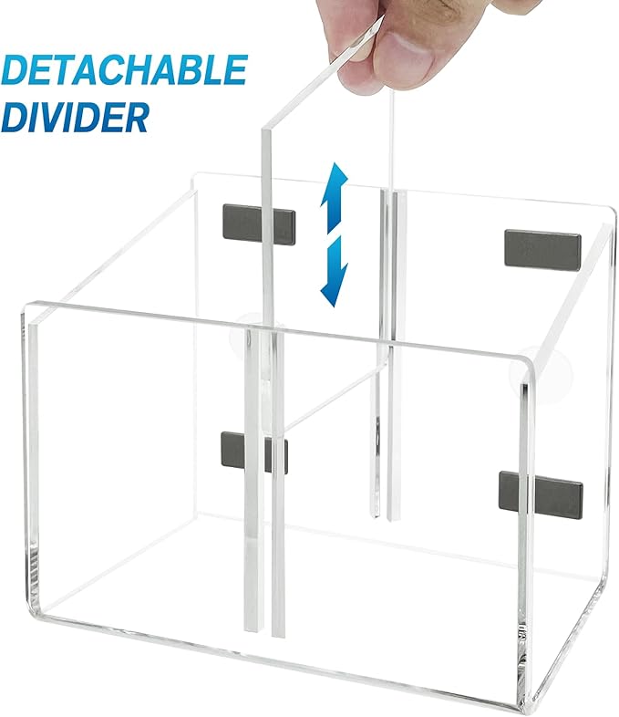 Magnetic Dry Erase Marker Holder, Acrylic Magnetic Pen Holder for Fridge, Magnetic Marker Holder for Whiteboard, 2 Compartments Whiteboard Marker Holder for Office, Home, Locker(Clear)