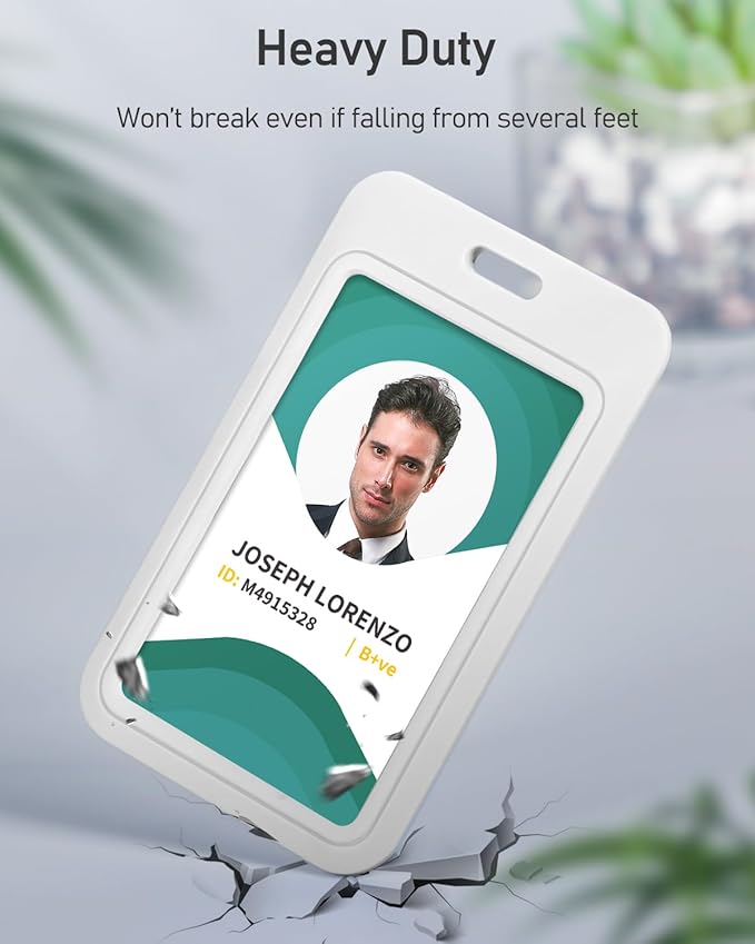 Uniclife 1 Pack Sliding ID Badge Holder Vertical Hard Plastic Case with Clear Window White Card Protector Pouch for Office School ID Credit Cards Proximity Key Cards Driver’s Licenses and Passes