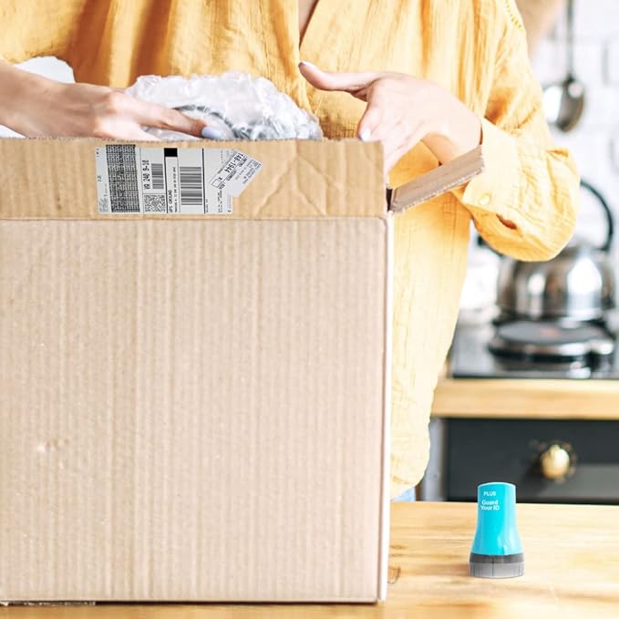 Wide Advanced ID Roller Stamp by Guard Your ID, Mess-Free Address Blocker for Identity Protection (3-Pack, Turquoise)