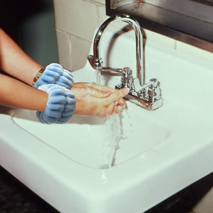 2 Pairs Wrist Washband for Women Washing Face, Wrist Spa Washband Absorbent Wristbands, Prevent Liquids from Spilling Down Your Arms