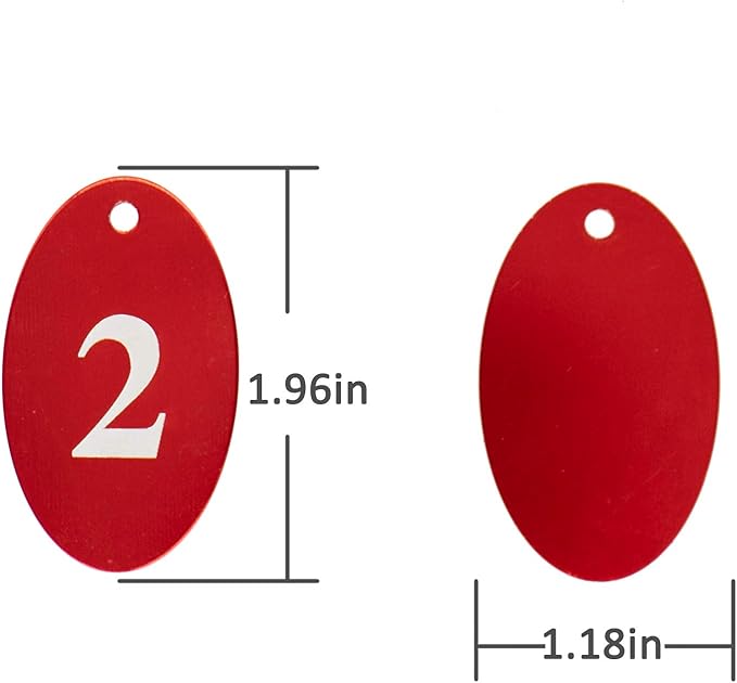 StayMax Aluminum Alloy Oval Number Tag Key Tag with Key Rings