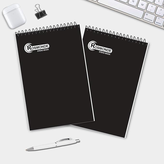 48 Pack Bulk Spiral Steno Pads, 6"x 9", Steno Notebook Gregg Rule, Black Covers, 80 Sheets (160 Pages), Top Spiral Notebook, Bulk Steno Notebooks for Notes in School, College, Office Notepad