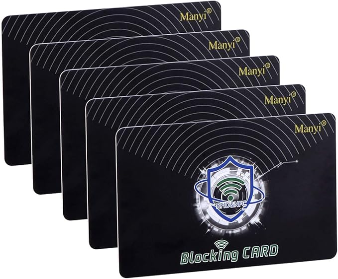 5Pcs RFID Blocking Card, Protection Entire Wallet and Purse Shield, Contactless NFC Bank Debit Credit Card Protector Blocker (Black)