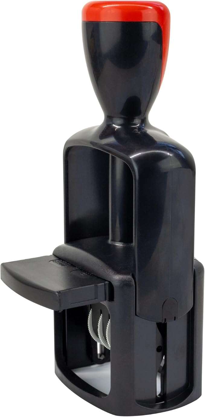 Self-Inking Rubber Date Office Stamp with Entered Phrase - Blue Ink - 12-Year Band