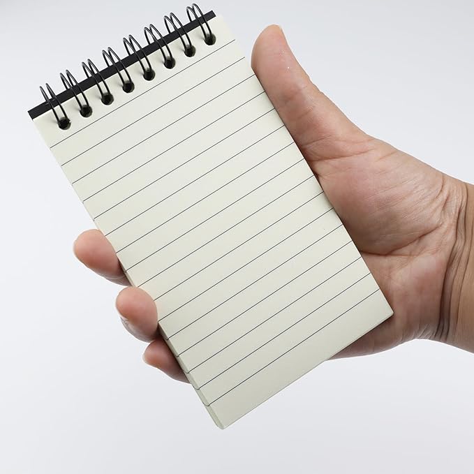 12 Pack Pocket Notebooks, 3x5 Small Notepads, Mini Spiral Notebooks, 60 Sheets/120 Pages,Lined College Ruled Paper, Memo Pads for Home, Office, School or Travel (Black)