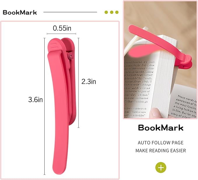 3pcs Page Bookmarks for Reading, Automatic Book Marks Tailored for Book Enthusiasts, Unique and Cute Book Page Holder Markers Clip Reading Accessories Gifts（Pink Orange Rose）