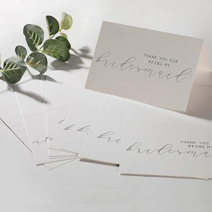 14 PACK Thank You for Being My Bridesmaid Card |Blank Inside Wedding Ceremony Thank You Card | Premium Recycled Linen Cardstock | With Matching Envelope | 5.9"x3.9"
