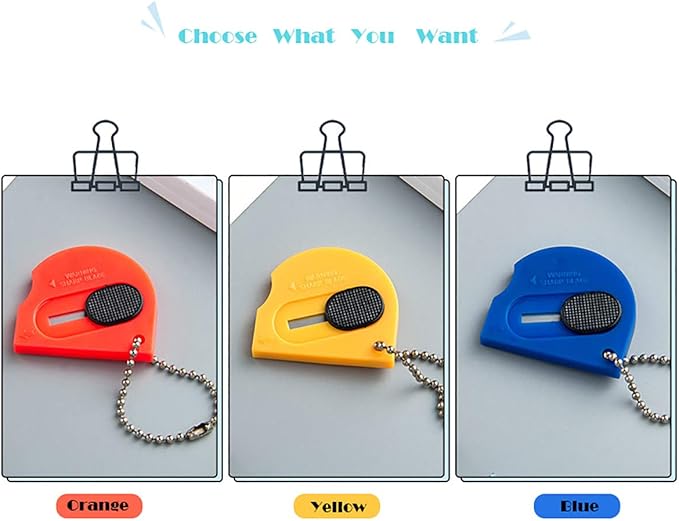 18 pack Mini Portable Utility Office Keychain with auto Retractable Blade Pocket Knives Letter Opener Small Box Cutter(orange)