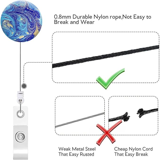 Retractable ID Badge Holder,Nurse Badge Reels with Clip,Name Card Holders for Office Worker Doctor Nurse (10 Pack Marbling Style)