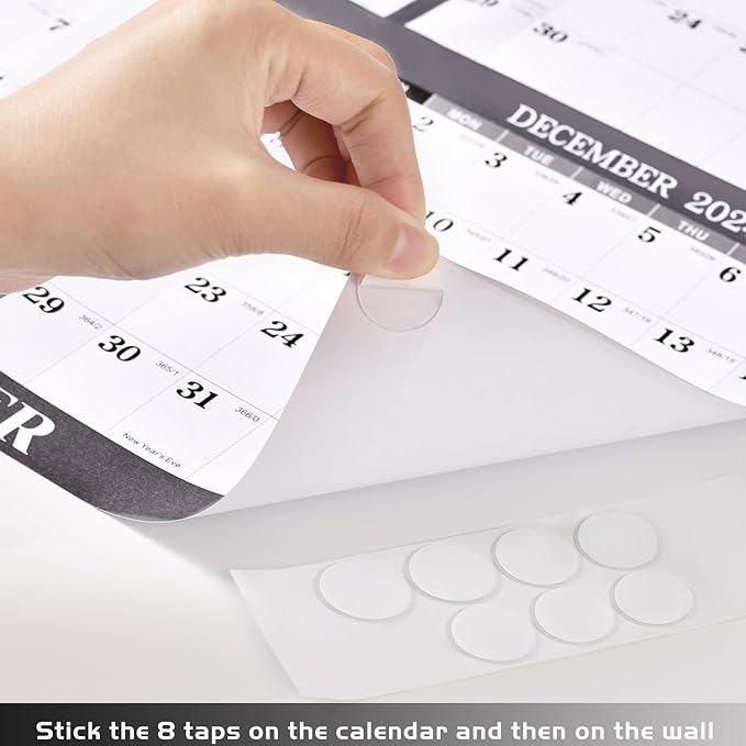2025 Yearly Wall Calendar - Jan. 2025 - Dec. 2025, 34.3" x 22.8" (Open), Yearly Wall Calendar 2025 with Julian Date, Vertical Calendar with Premium Paper, Round & Planner Sticker, Gray