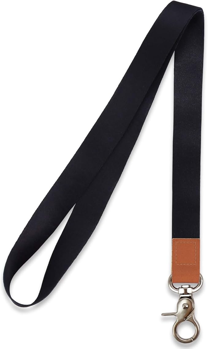 Long Neck Lanyard Leather Keychains with Metal Clasp, Sturdy Durable Women Men Id Badge Lanyard, Neck Lanyard Strap Ideal for Car Keys, Card Holder, Whistle, Keychain, Wallet
