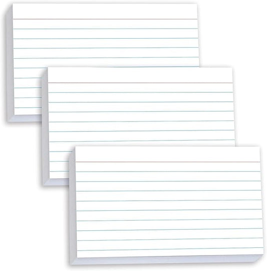 300 Pcs Index Cards 3x5 Ruled - Pinovk Flash Cards for Studying, White Index Cards, File Note Cards, Study Cards, Flash Cards, Study Cards, Lined Index Flashcards for Office and School Supplies