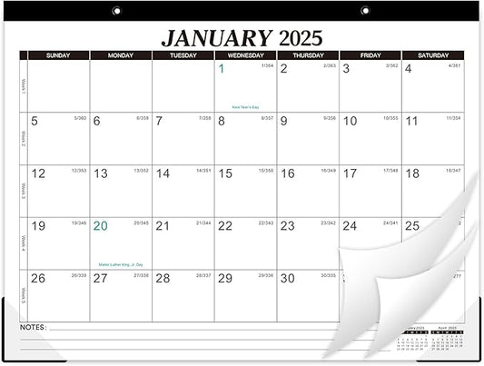 2025 Desk Calendar - 12 Monthly Desk Calendar 2025, JAN.2025 - DEC.2025, 14.6" x 11.5", Desk/Wall Calendar 2-in-1, Thick Paper with Corner Protectors, Hanging Holes, Large Daily Blocks