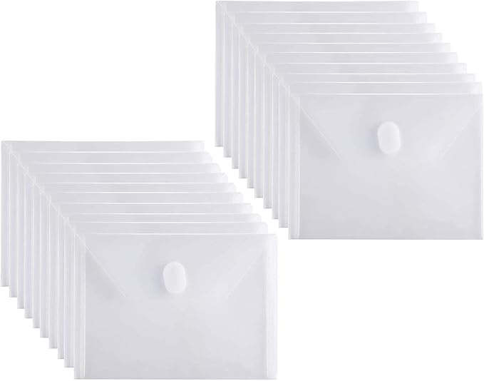 5x7 Small Plastic Envelopes Receipt Check Storage File Holder Case 20 Pack Hook & Loop Closure