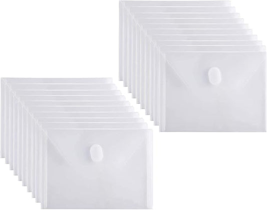 5x7 Small Plastic Envelopes Receipt Check Storage File Holder Case 20 Pack Hook & Loop Closure
