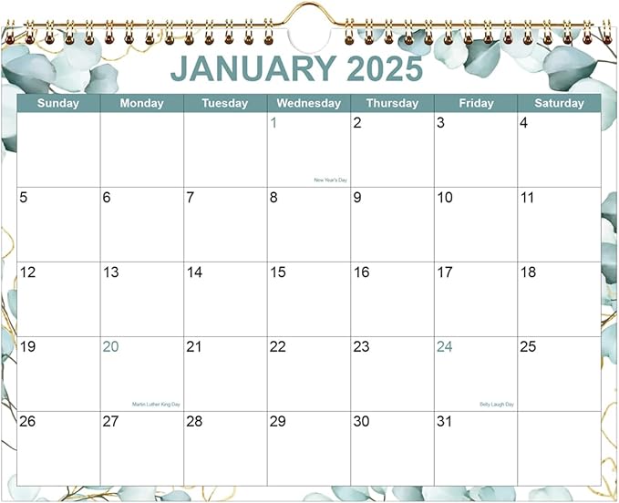 2025-2026 Wall Calendar - Calendar 2025 from January 2025 - June 2026, 18 Months Calendar with Premium Paper, Twin-Wire Binding & Hanging Hook, 8.5" x 11", Leaf