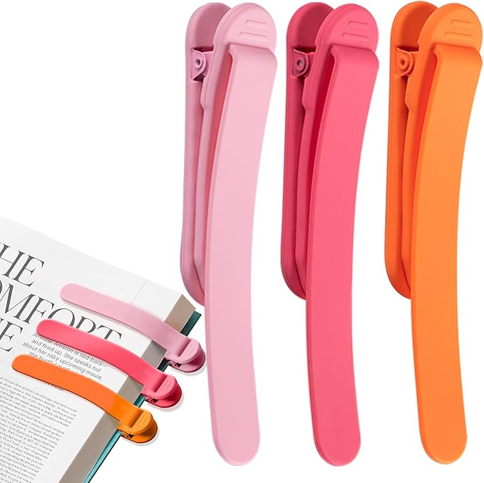 3pcs Page Bookmarks for Reading, Automatic Book Marks Tailored for Book Enthusiasts, Unique and Cute Book Page Holder Markers Clip Reading Accessories Gifts（Pink Orange Rose）